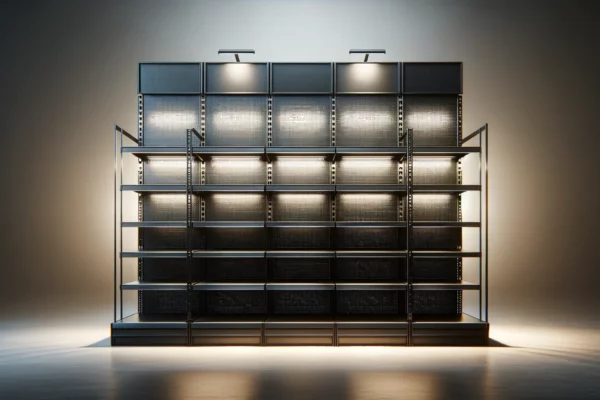 black coated gondola shelving